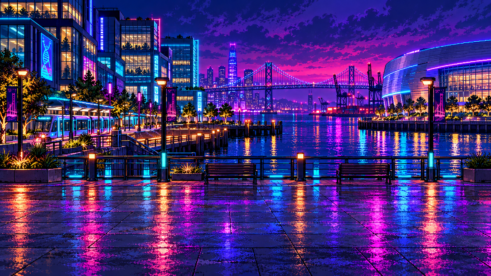 Cyberpunk Mission Bay background